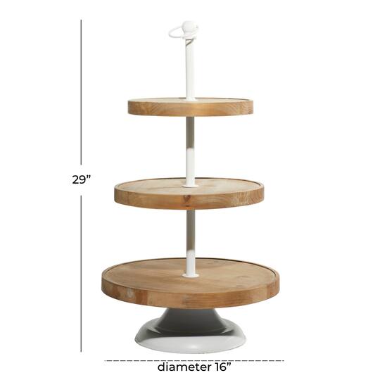 Brown Wood Farmhouse Tiered Server, 16" x 29"